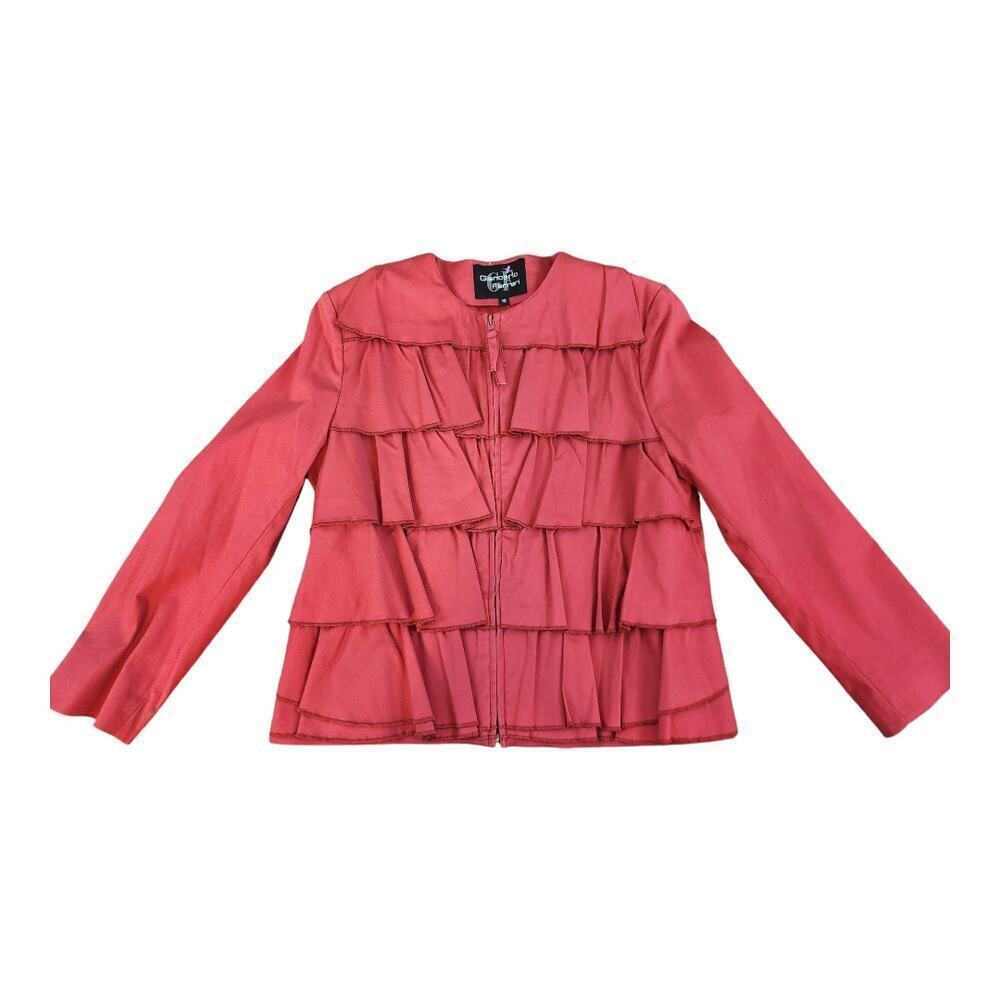 Giancarlo‎ Ferrari vintage red ruffle tiered womens jacket holidays sz 10